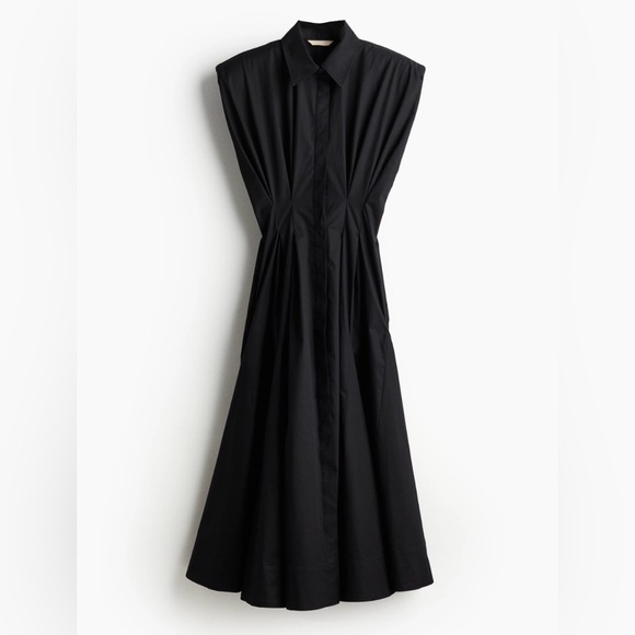H&M Dresses & Skirts - H&M Sleeveless Black Pleated Structured Midi Shirt Dress size M Medium